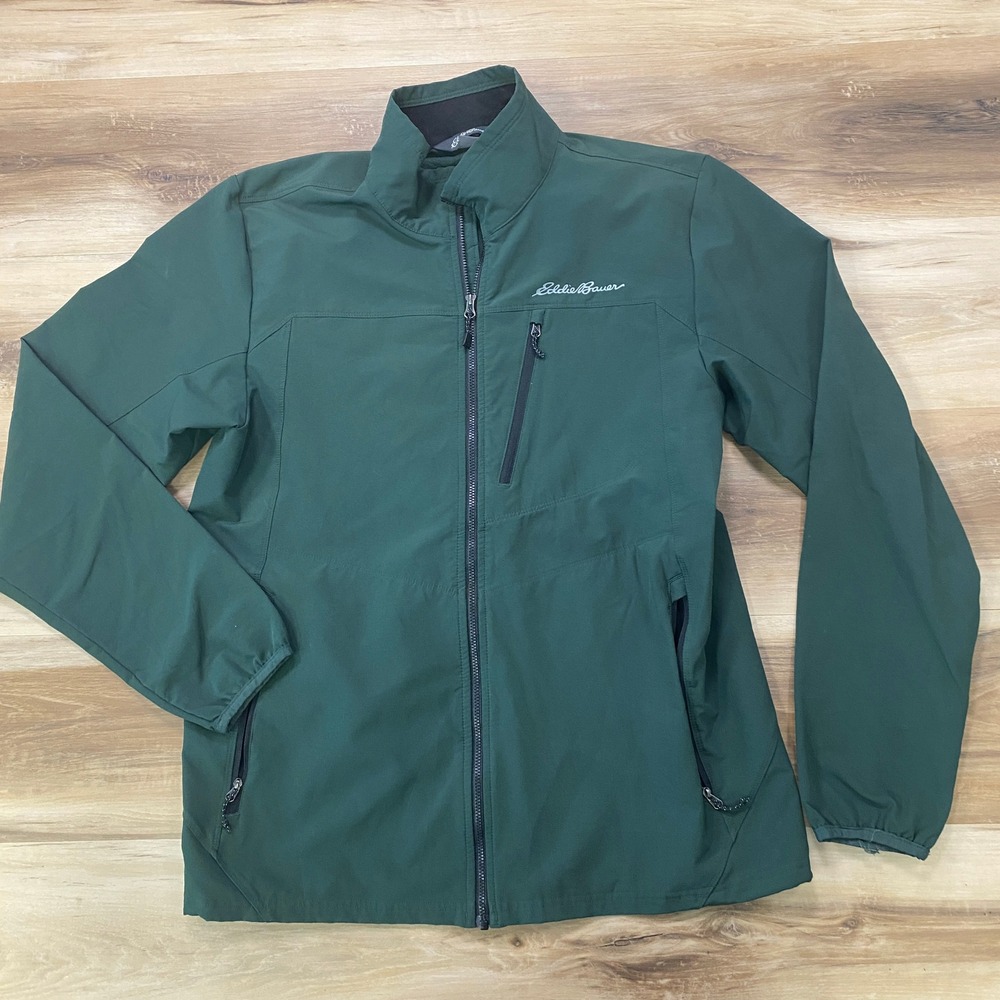Eddie Bauer Windbreaker Jacket Size M Hiking Outdoor Polyester Spandex Green